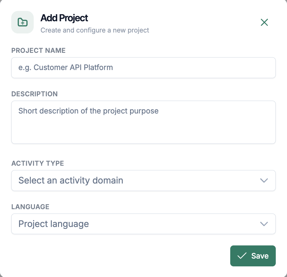 Project creation in TuringOne